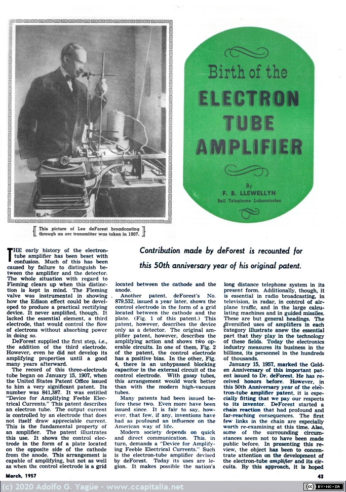 1453 - Birth of the Electron Tube Amplifier. Radio & Television (1), 1957