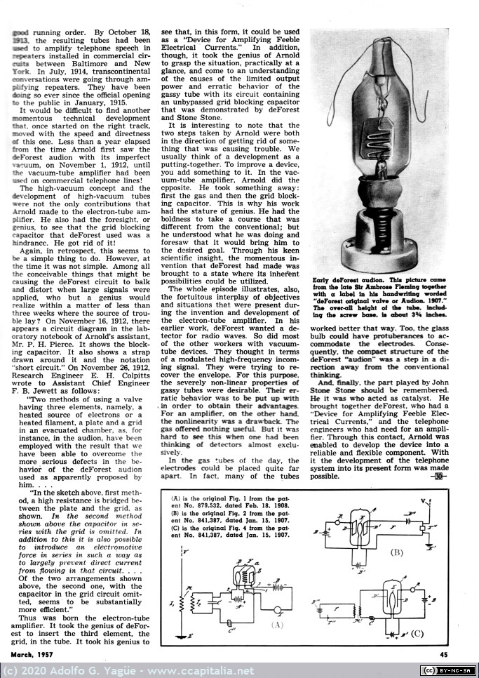 1453 - Birth of the Electron Tube Amplifier. Radio & Television (3), 1957