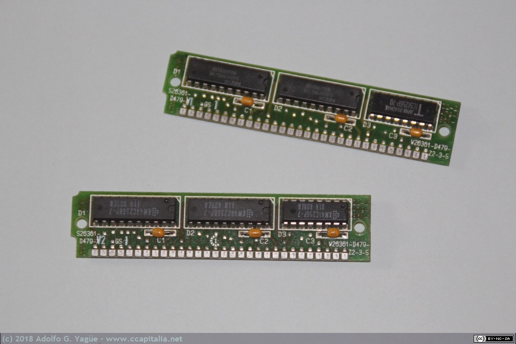 747 - SIMM 30 pines 256KB con chips 4256 y memoria de paridad, 1986