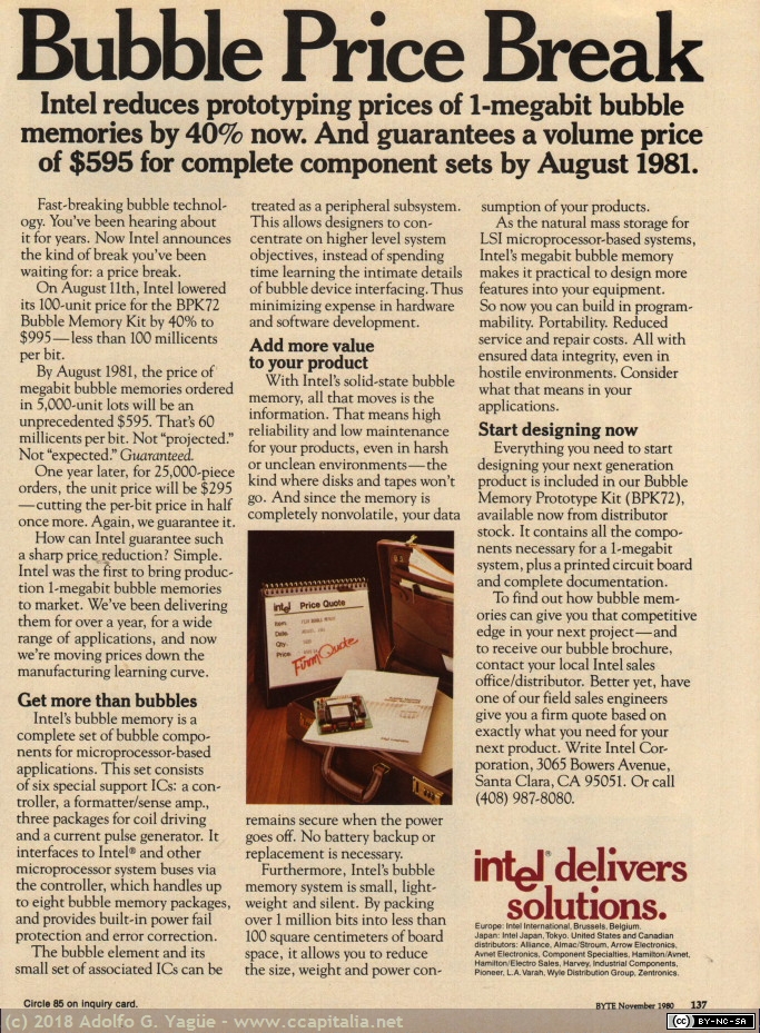 916 - Intel. Bubble Price Break, 1980