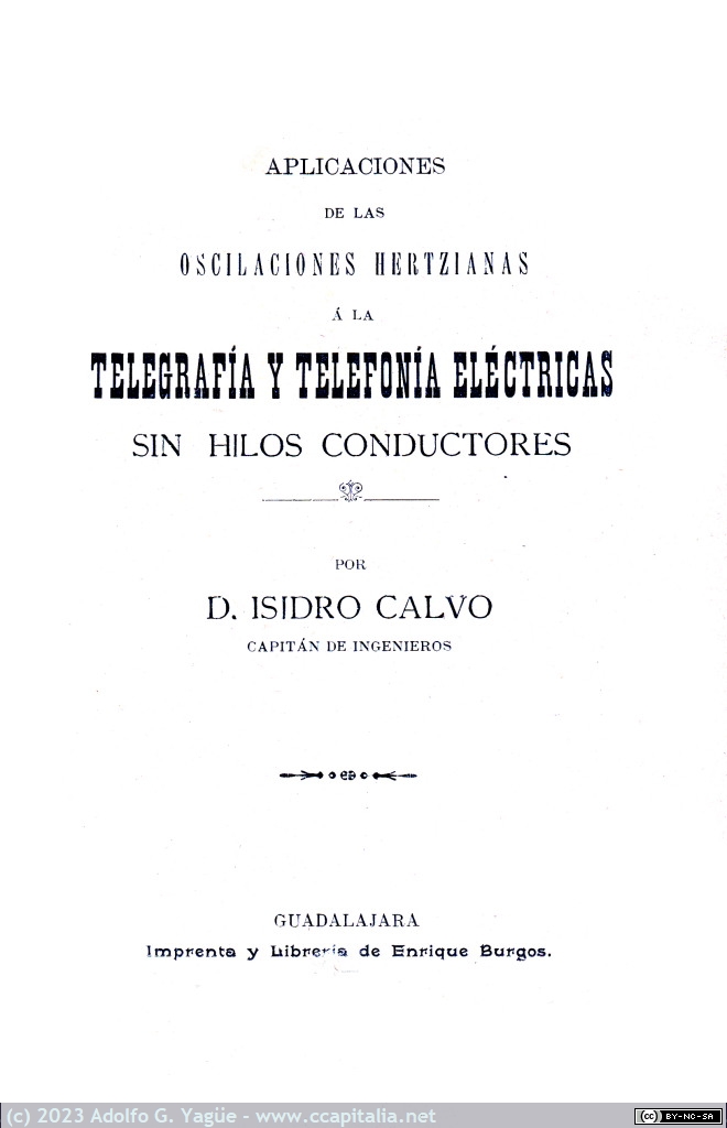 1668 - Aplicaciones de las Oscilaciones Hertzianas Telegrafía y Telefonía sin hilos conductores. Isidro Calvo (2), 1900