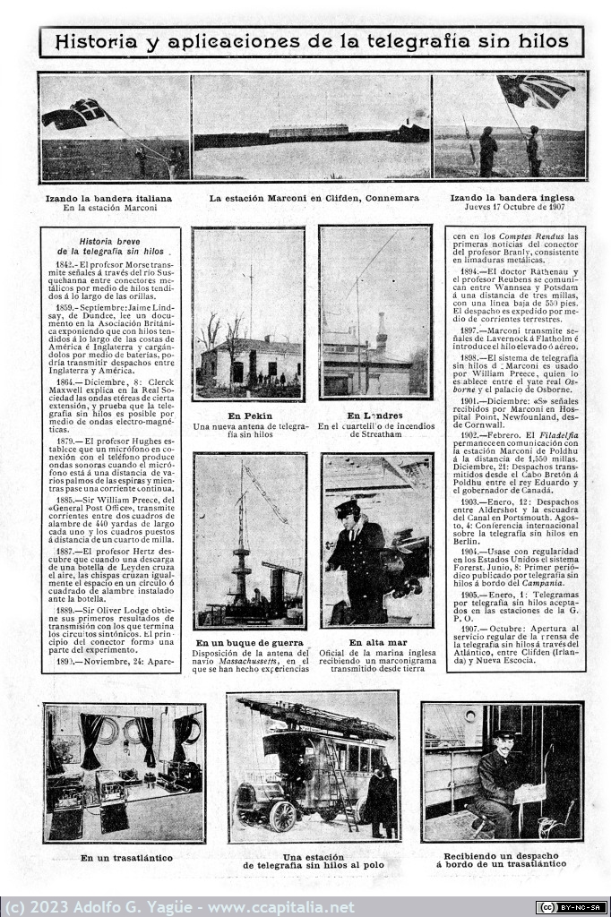 1706 - Historia y aplicaciones de la telegrafía sin hilos, 1907