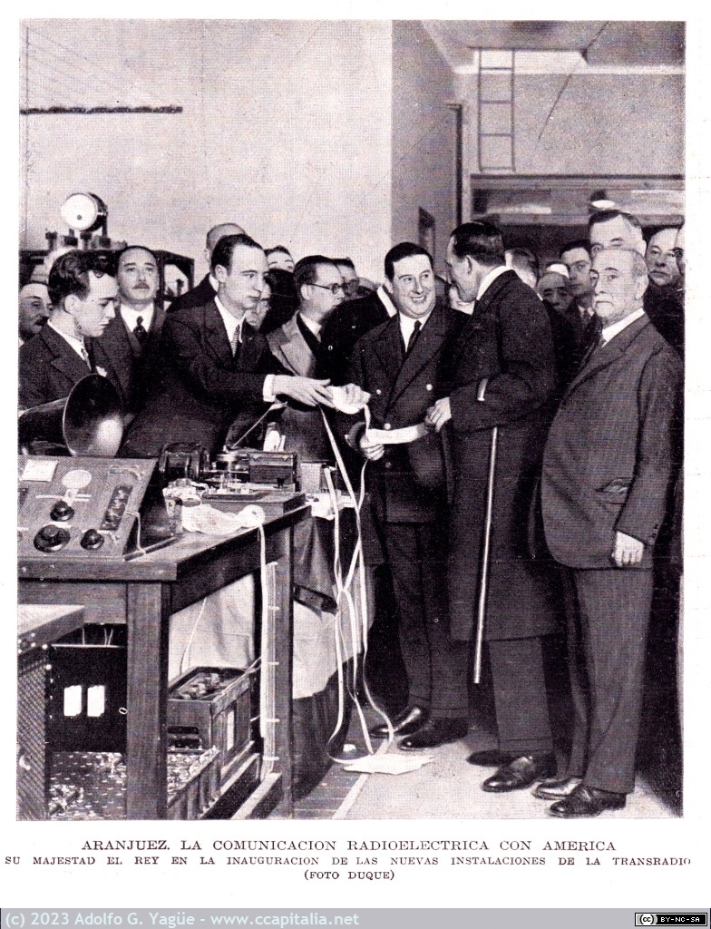 1714 - S.M. Alfonso XIII inaugura las nuevas instalaciones radioelectricas de Transradio en Arajuez, 1929