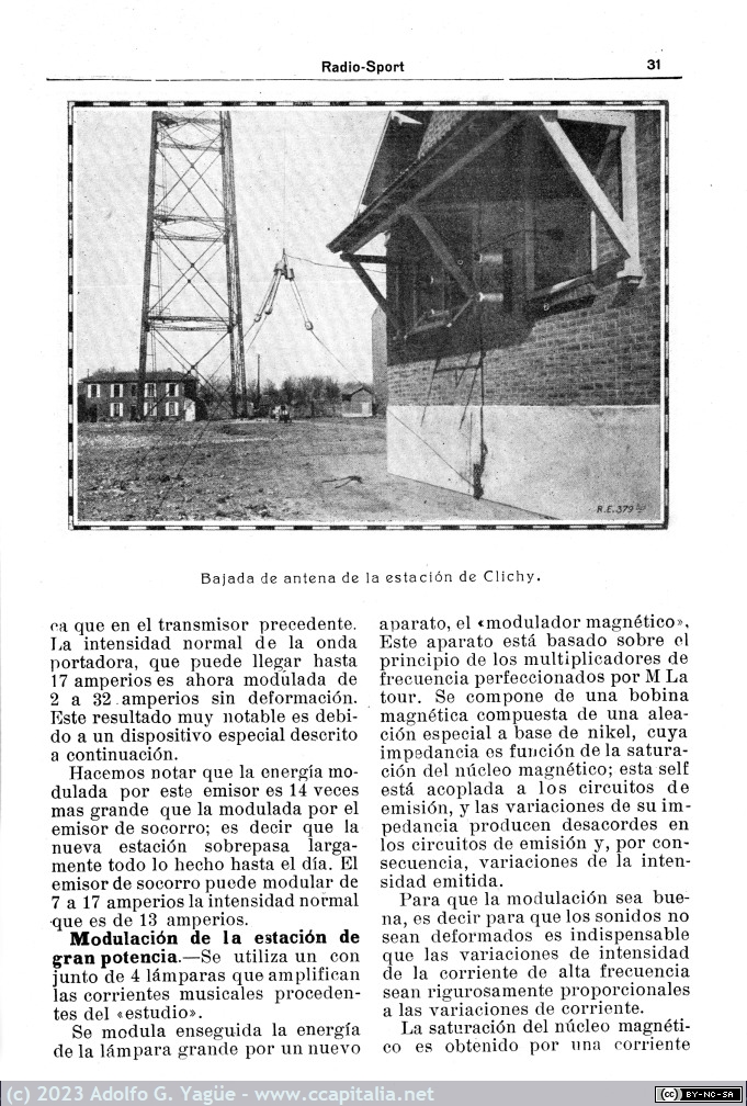 1716 - La estación de radio-difusion de Clichy. Radio Sport. Número 4 y 5 (3), 1924