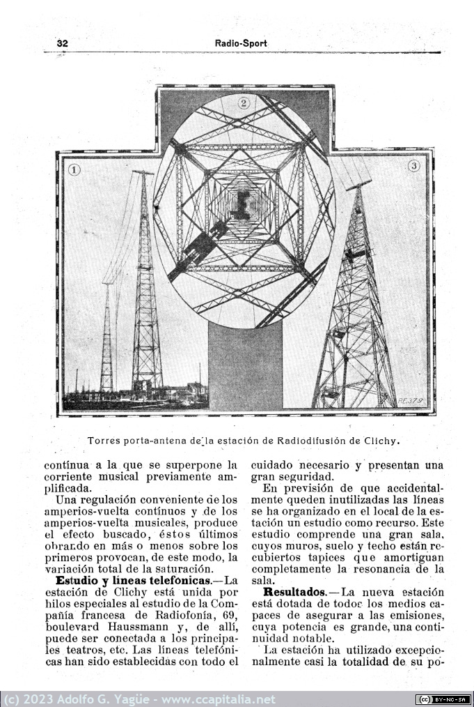 1716 - La estación de radio-difusion de Clichy. Radio Sport. Número 4 y 5 (4), 1924