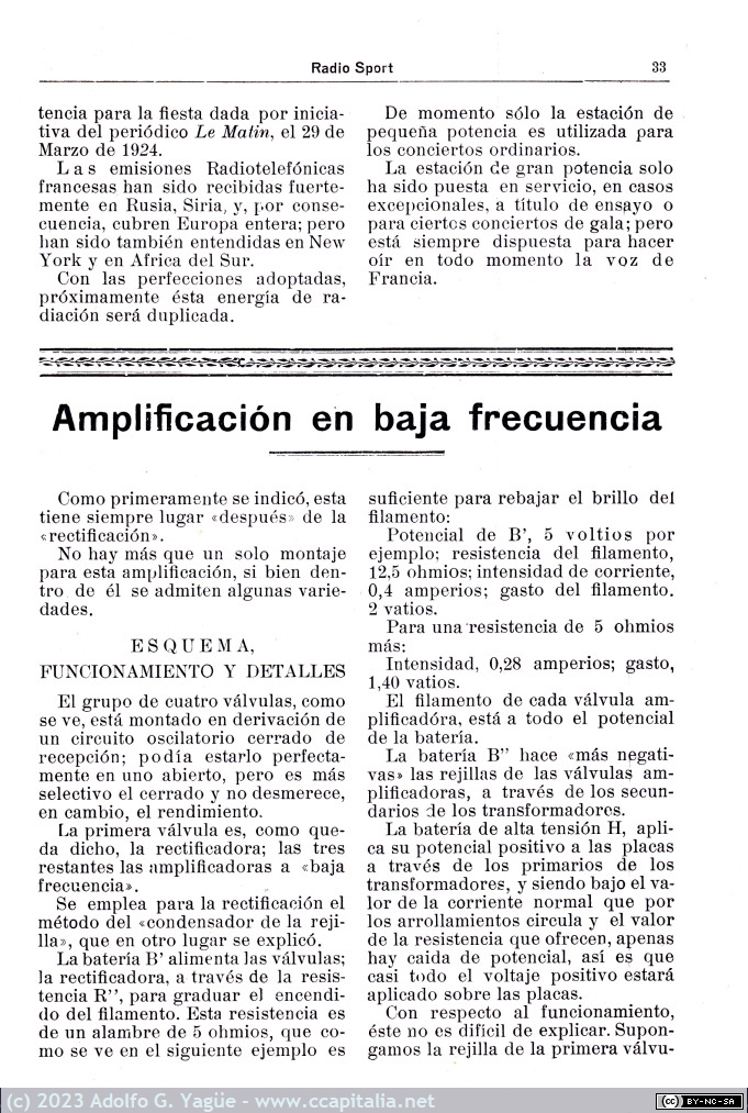 1716 - La estación de radio-difusion de Clichy. Radio Sport. Número 4 y 5 (5), 1924