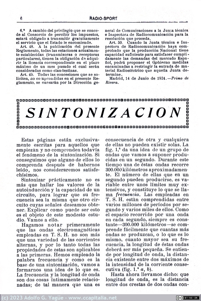 1717 - Reglamento para establecimiento y régimen de estaciones radioelectricas particulares (5), Radio Sport n.6, 1924