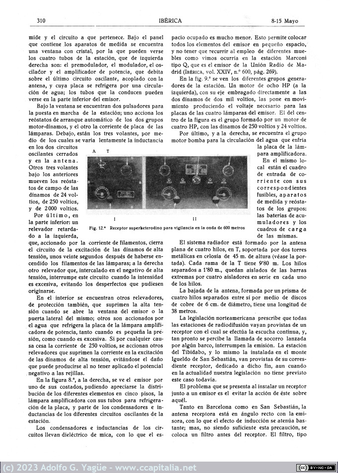 1721 - La nueva estación emisora del Tibidabo (EAJ-1, Radio Barcelona). Iberica n.627 (7), 1926