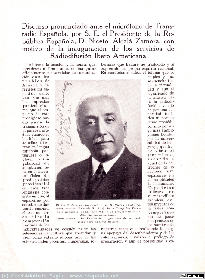 1722 - E.A.Q. Discurso Presidente de la República Española D. Niceto Alcalá Zamora. 21 de Mayo (4), 1932