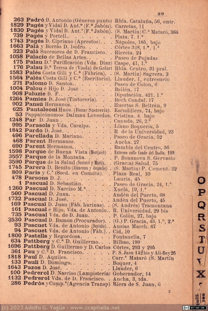 1729 - Lista de Señores Abonados de la Red de Barcelona. Sociedad General de Telefónos (4), 1897