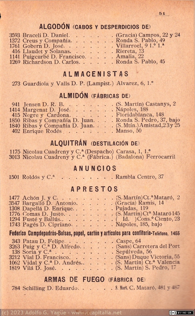 1729 - Lista de Señores Abonados de la Red de Barcelona. Sociedad General de Telefónos (5), 1897
