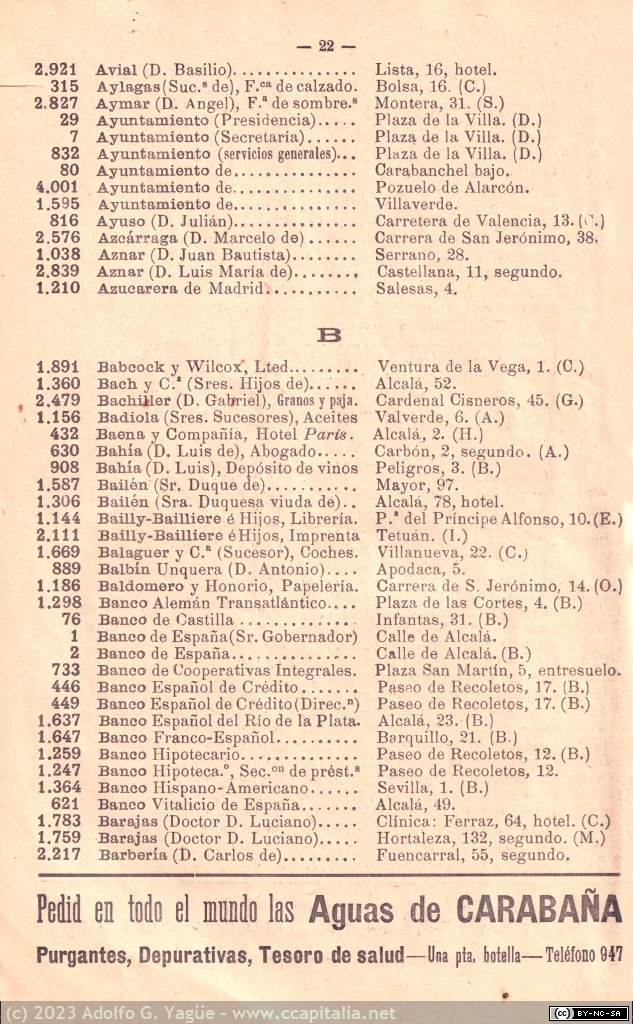 1731 - Lista de Abonados de la Red de Madrid. Compañía Madrileña de Telefónos (10), 1910