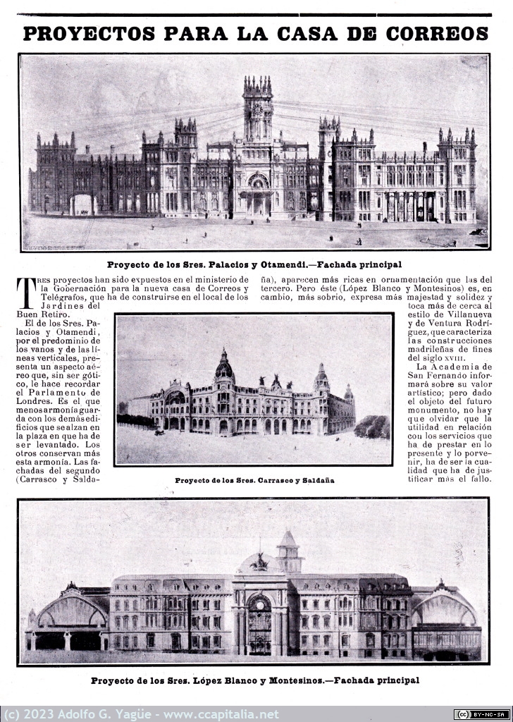 1739 - Proyectos para la Casa de Correos. Nuevo Mundo. Noviembre, 1904