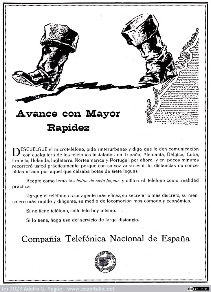 1752 - Avance con Mayor Rapidez. Compañía Telefónica Nacional de España, 1928