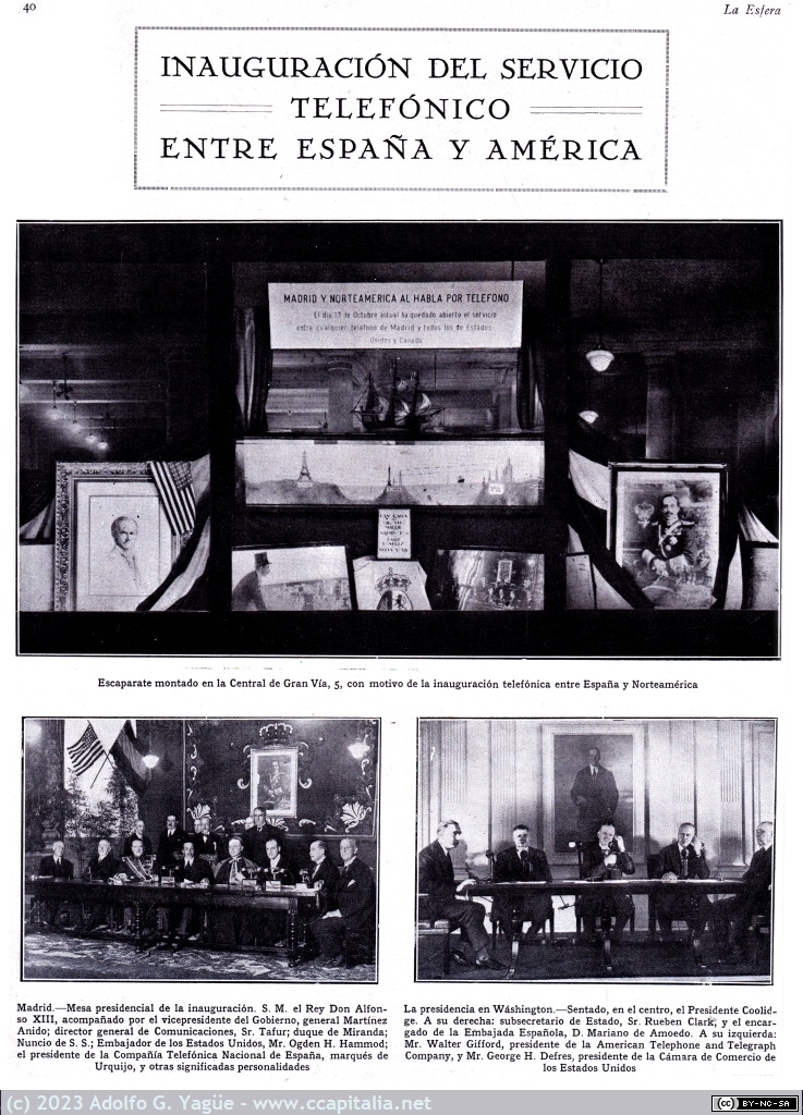 1755 - Inauguración del servicio telefónico entre España y América (13-10-28). La Esfera, 1928