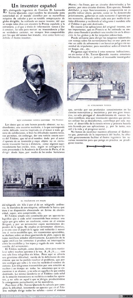 1829 - Leonardo Torres Quevedo. Un Inventor Español. ABC. Noviembre, 1903