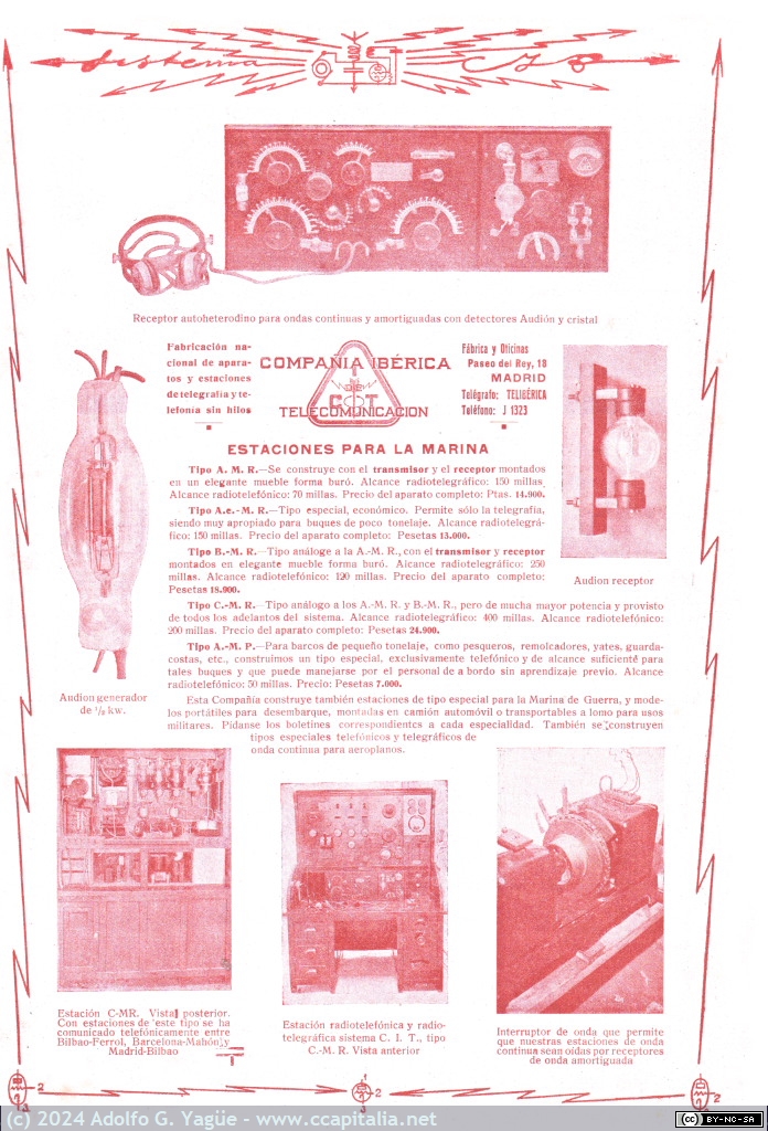 1841 - Compañia Ibérica de Telecomunicación. Estaciones para la marina, 1919