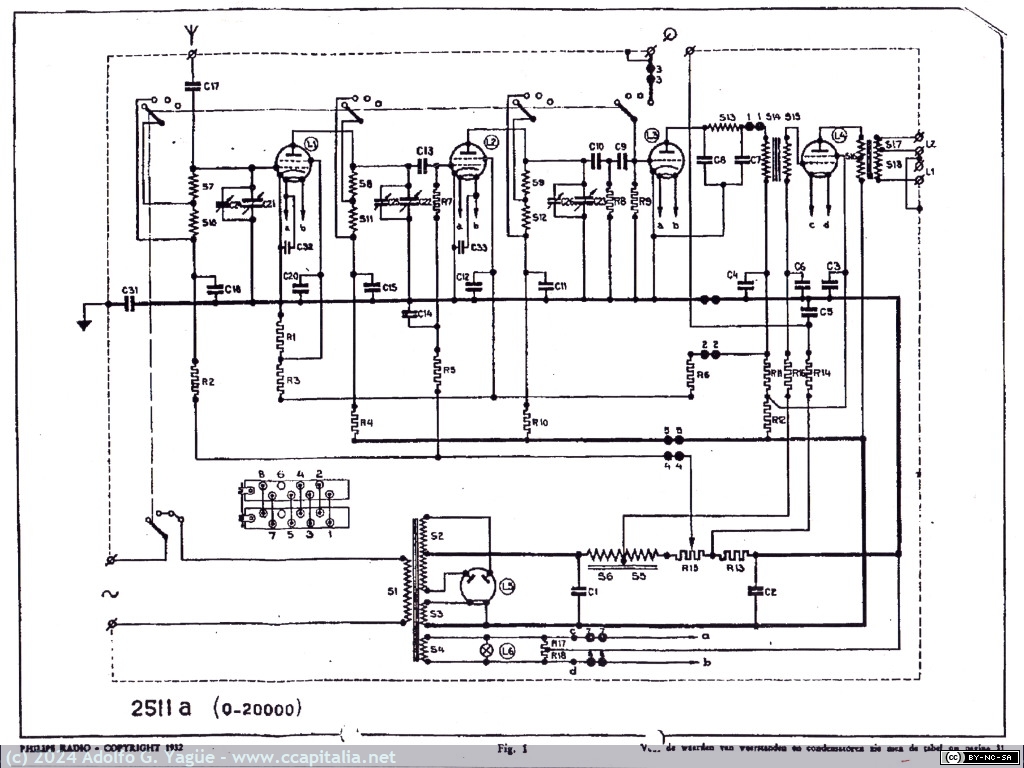 1808 - Philips 2511. Esquema electrónico 2511a