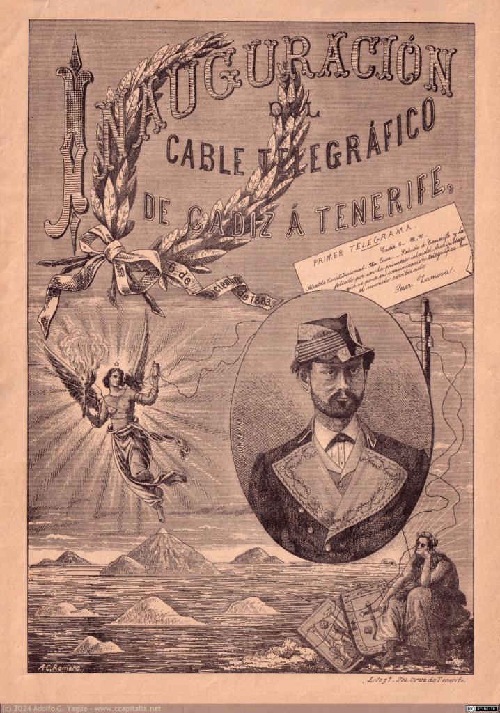 1851 - Inauguración del Cable Telegráfico de Cádiz a Tenerife. La Ilustración de Canarias (3), 1883