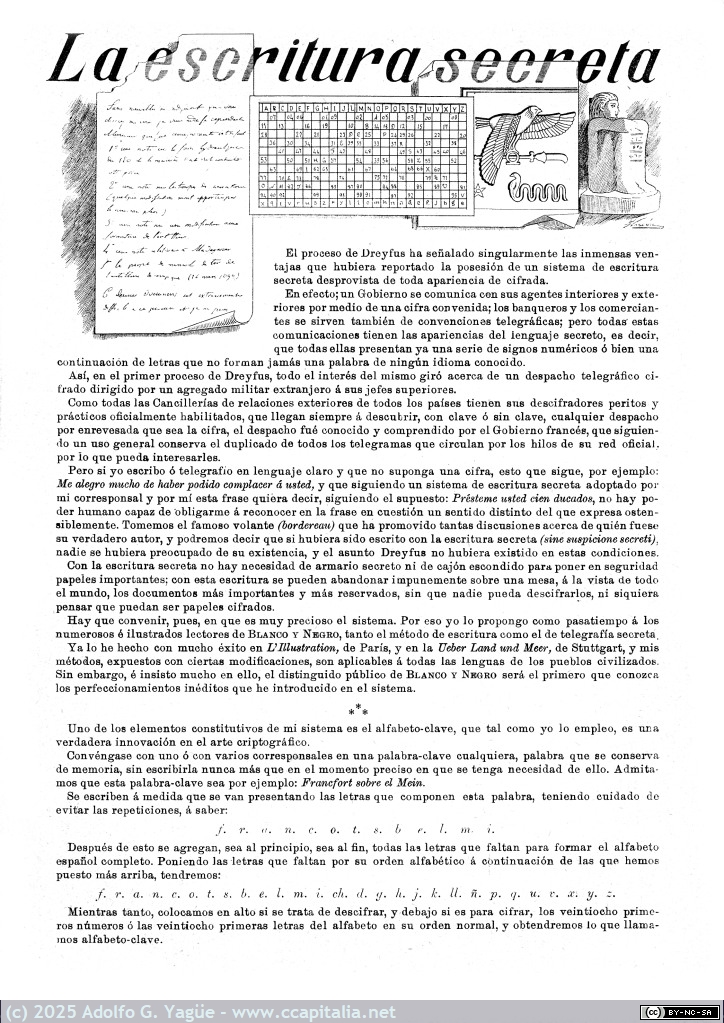1964 - La Escritura Secreta. Blanco y Negro. Octubre (1), 1899