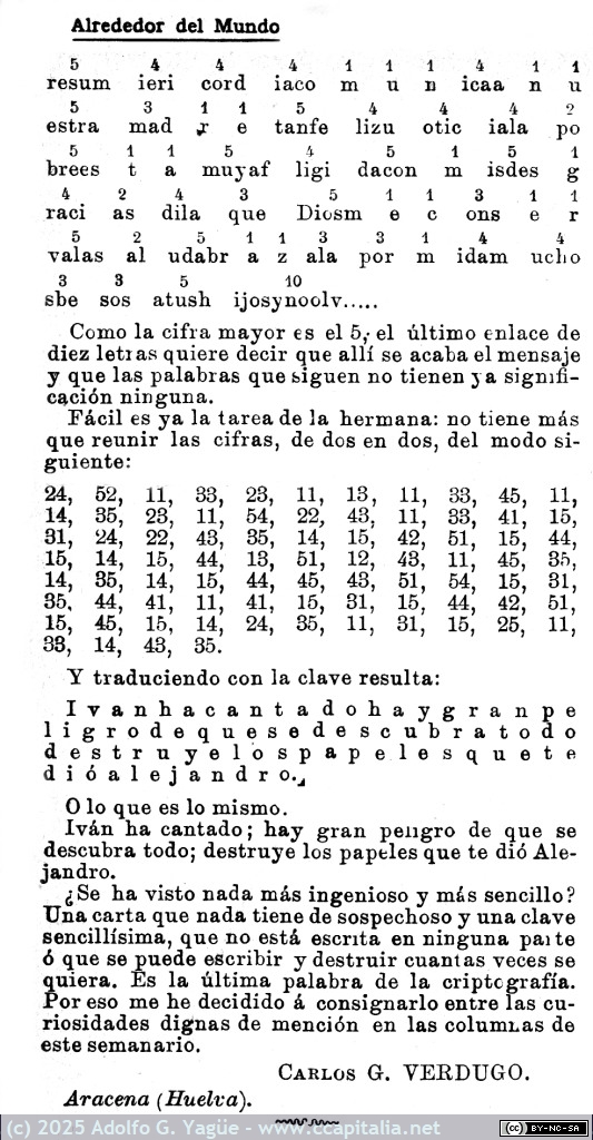 1965 - Un nuevo método de escritura secreta. Alrededor del Mundo. Marzo (2), 1900
