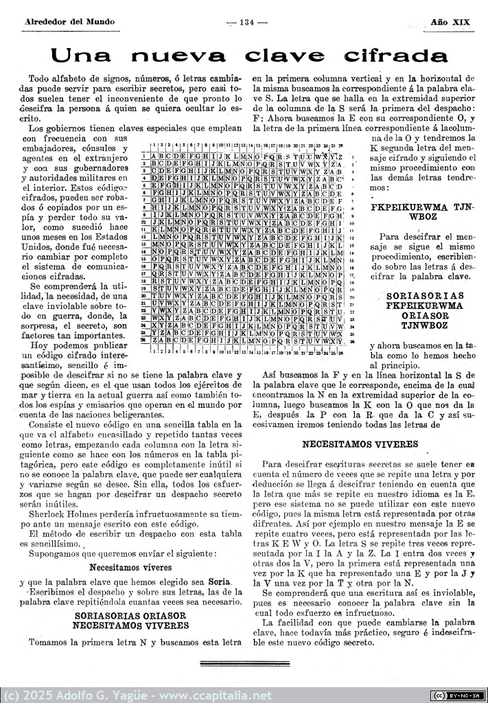 1966 - Una nueva clave cifrada. Alrededor del Mundo. Agosto, 1917