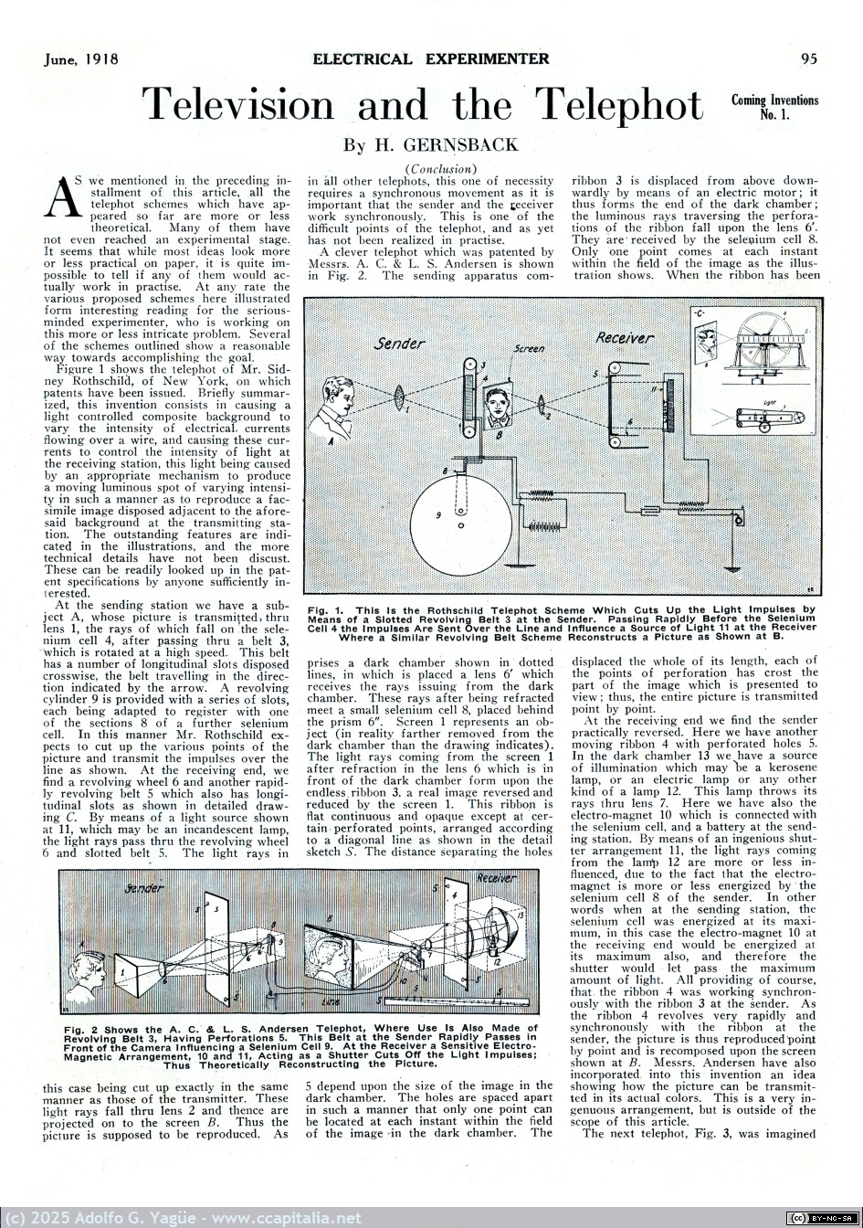 1963 - Television and the Telephot by Hugo Gernsback. Electrical Experimenter (4), 1918
