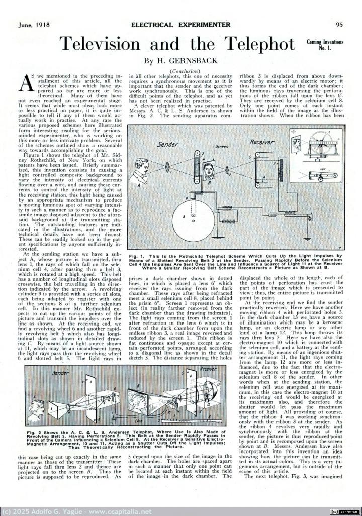 1963 - Television and the Telephot by Hugo Gernsback. Electrical Experimenter (4), 1918