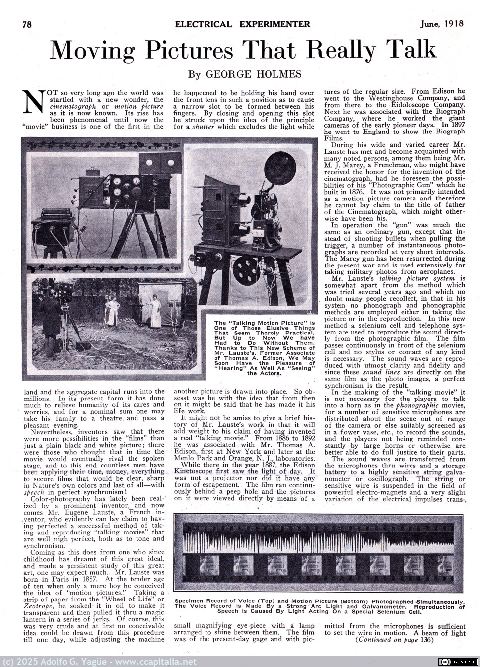 1963 - Moving pictures that really talk. Electrical Experimenter. Junio, 1918