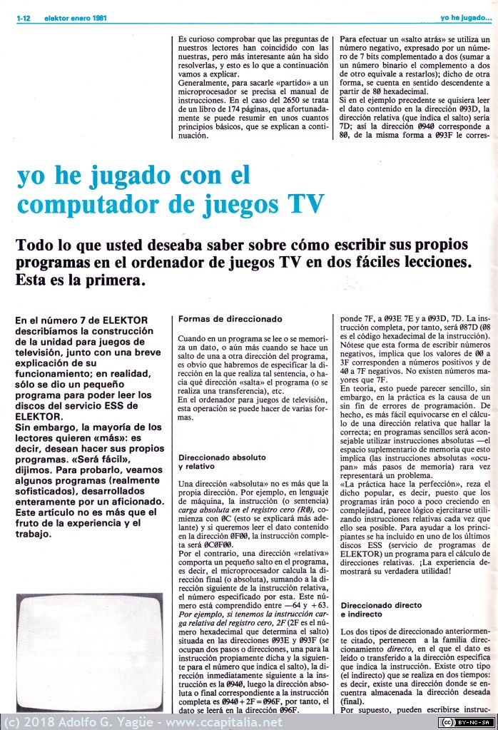 546 - Yo he jugado con el computador de Juegos TV. Elektor número 8 (2), 1981