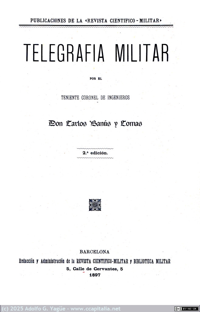 1983 - Telegrafía militar. Carlos Banús y Tomas. 2ª Edición (2), 1897