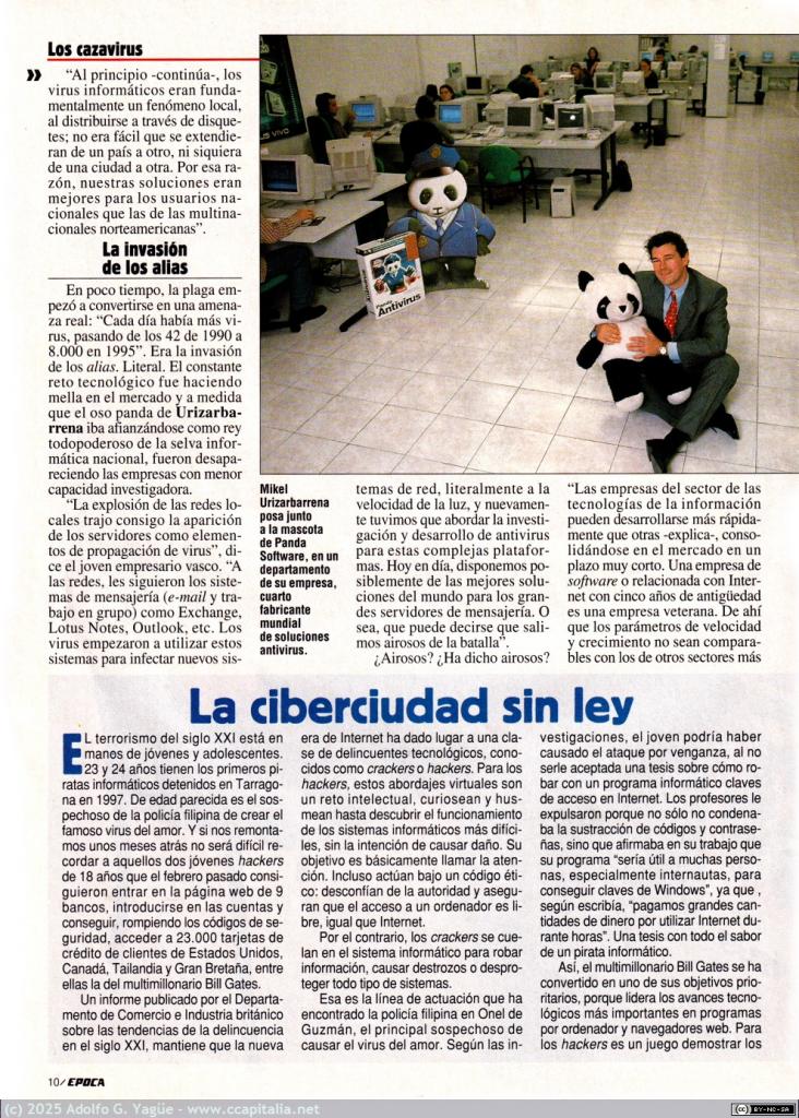 1968 - Los cazavirus. Entrevista a Mikel Urizarbarrena, presidente de Panda Software. Época (3), 2000