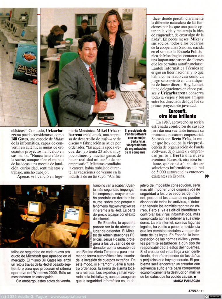 1968 - Los cazavirus. Entrevista a Mikel Urizarbarrena, presidente de Panda Software. Época (4), 2000