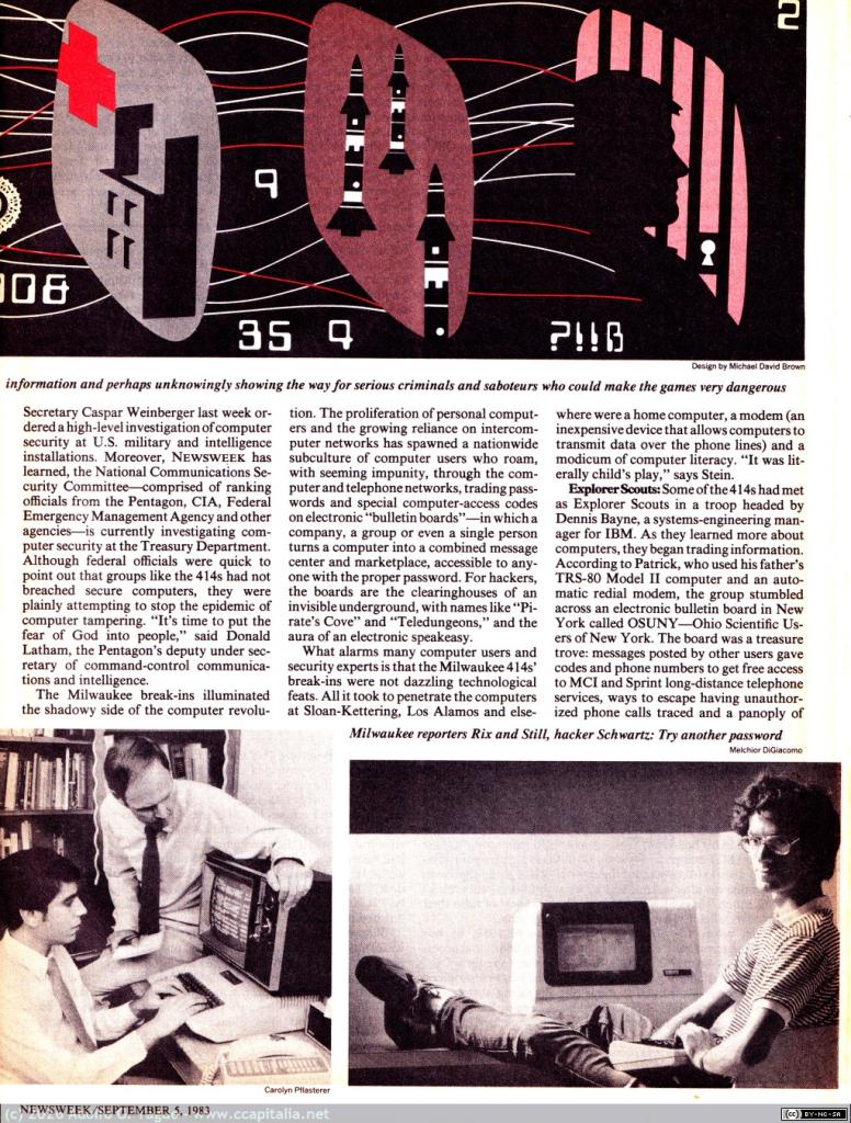 1692 - Beware: Hacker at Play. Marbach, Resener, Carey, Sandza, Rogers, Conant y Agrest. Newsweek (2), 1983