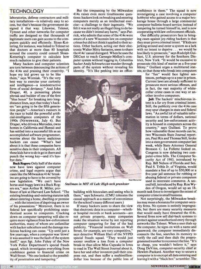1692 - Beware: Hacker at Play. Marbach, Resener, Carey, Sandza, Rogers, Conant y Agrest. Newsweek (5), 1983