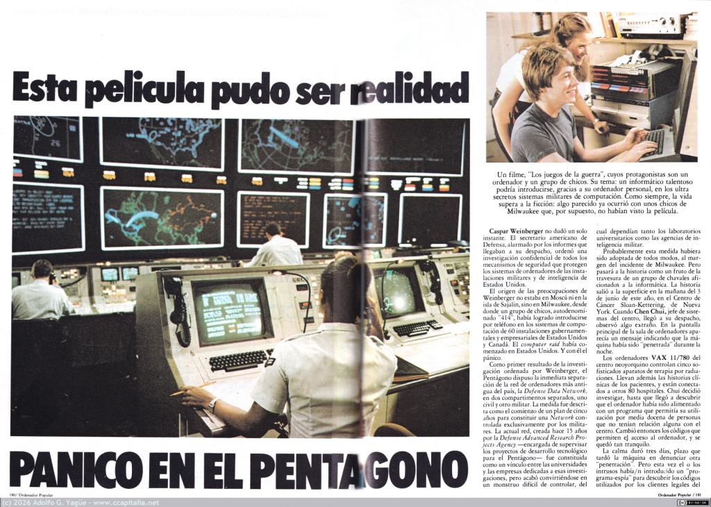 1699 - Pánico en el Pentágono, esta película pudo ser realidad. Anibal Pardo. Ordenador Popular (1), 1983