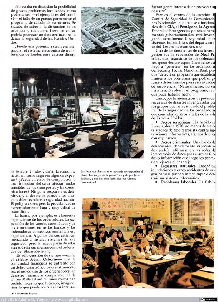 1699 - Pánico en el Pentágono, esta película pudo ser realidad. Anibal Pardo. Ordenador Popular (4), 1983