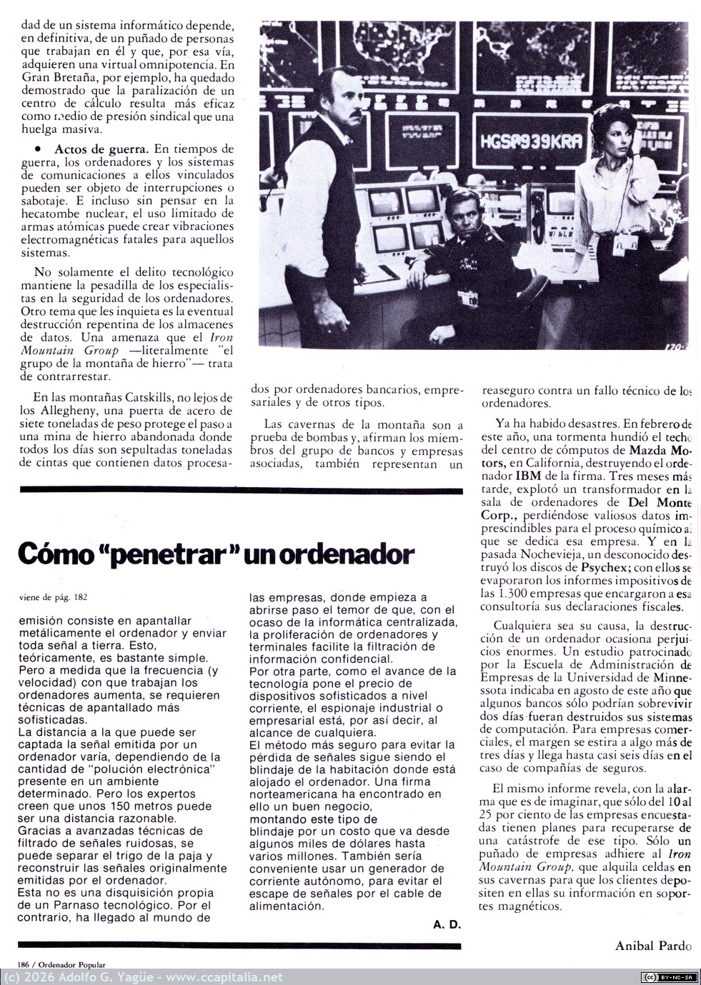 1699 - Pánico en el Pentágono, esta película pudo ser realidad. Anibal Pardo. Ordenador Popular (5), 1983