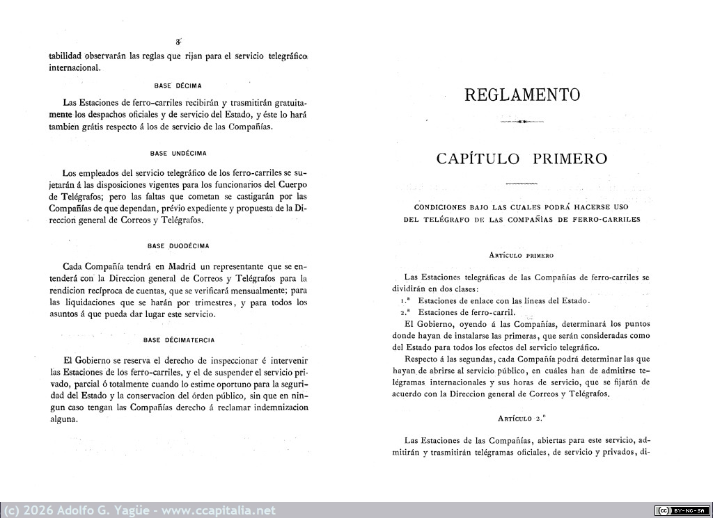 1670 - Reglamento apertura al servicio público de las estaciones telegráficas de las compañías de ferro-carriles (4), 1882