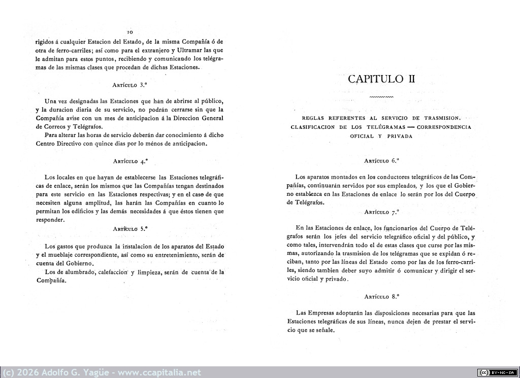 1670 - Reglamento apertura al servicio público de las estaciones telegráficas de las compañías de ferro-carriles (5), 1882