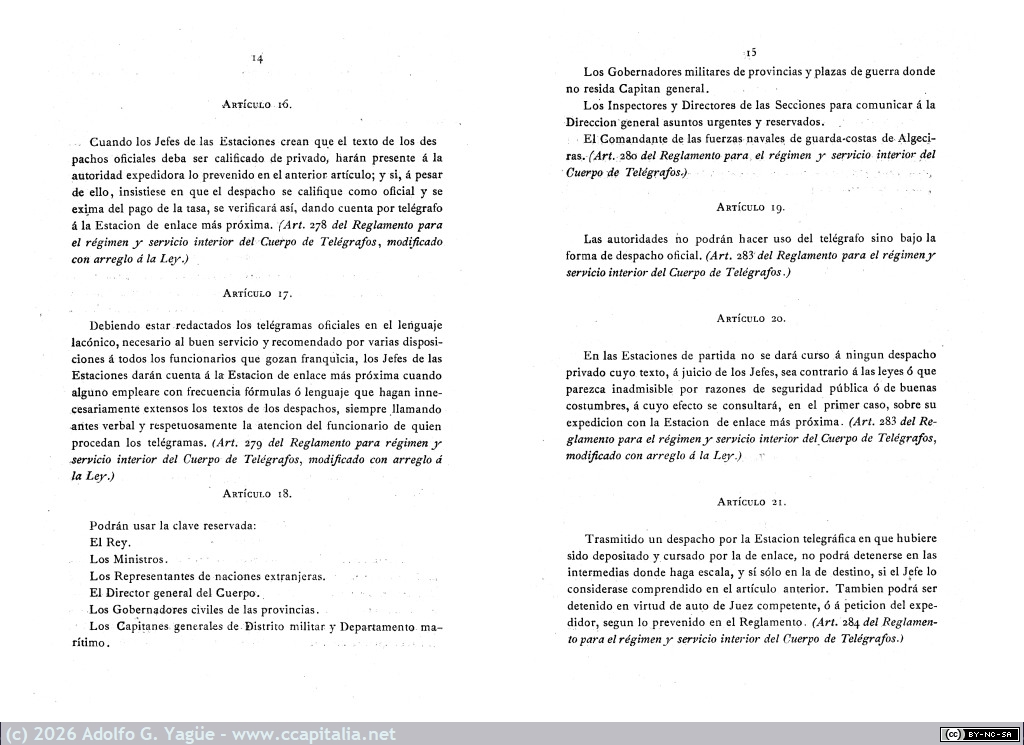 1670 - Reglamento apertura al servicio público de las estaciones telegráficas de las compañías de ferro-carriles (7), 1882