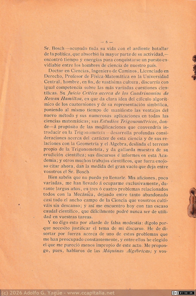 1671 - Discurso de Leonardo Torres Quevedo sobre Máquinas de Cálculo Algebraico. Real Academia de Ciencias (3), 1901