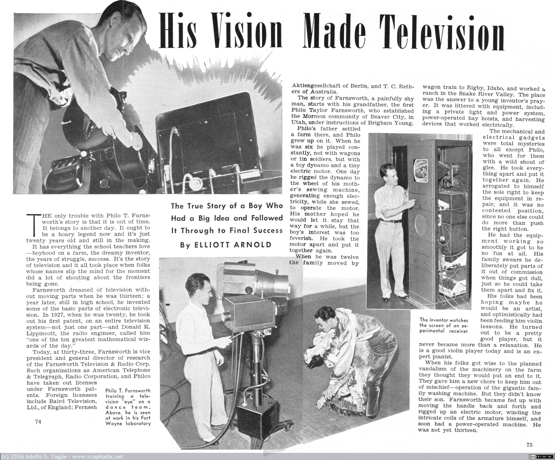1798 - His Vision Made Television. Philo T. Farnsworth. Popular Science (1), 1940