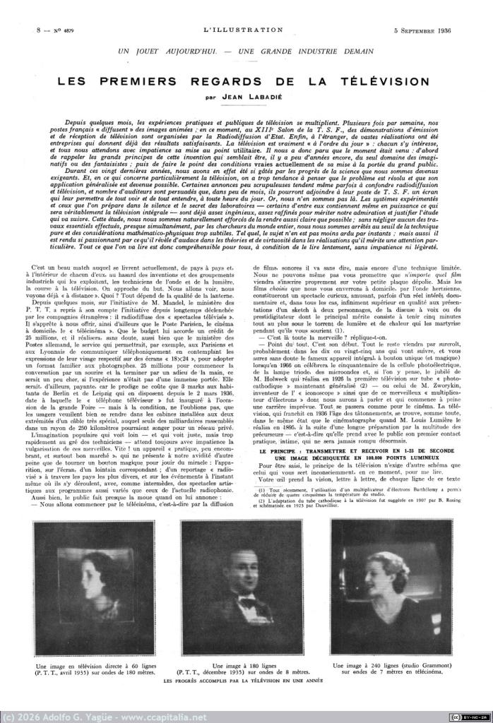 1797 - Les Premiers Regards de la Télévision. Jean Labadié. L'Illustration (1), 1936