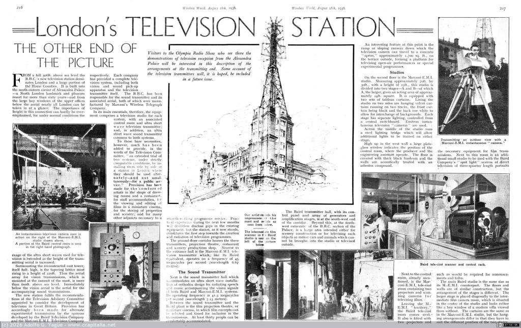 1866 - London's Television Station. The other end of the picture. The Wireless World. 28 Agosto, 1936